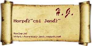 Horpácsi Jenő névjegykártya
